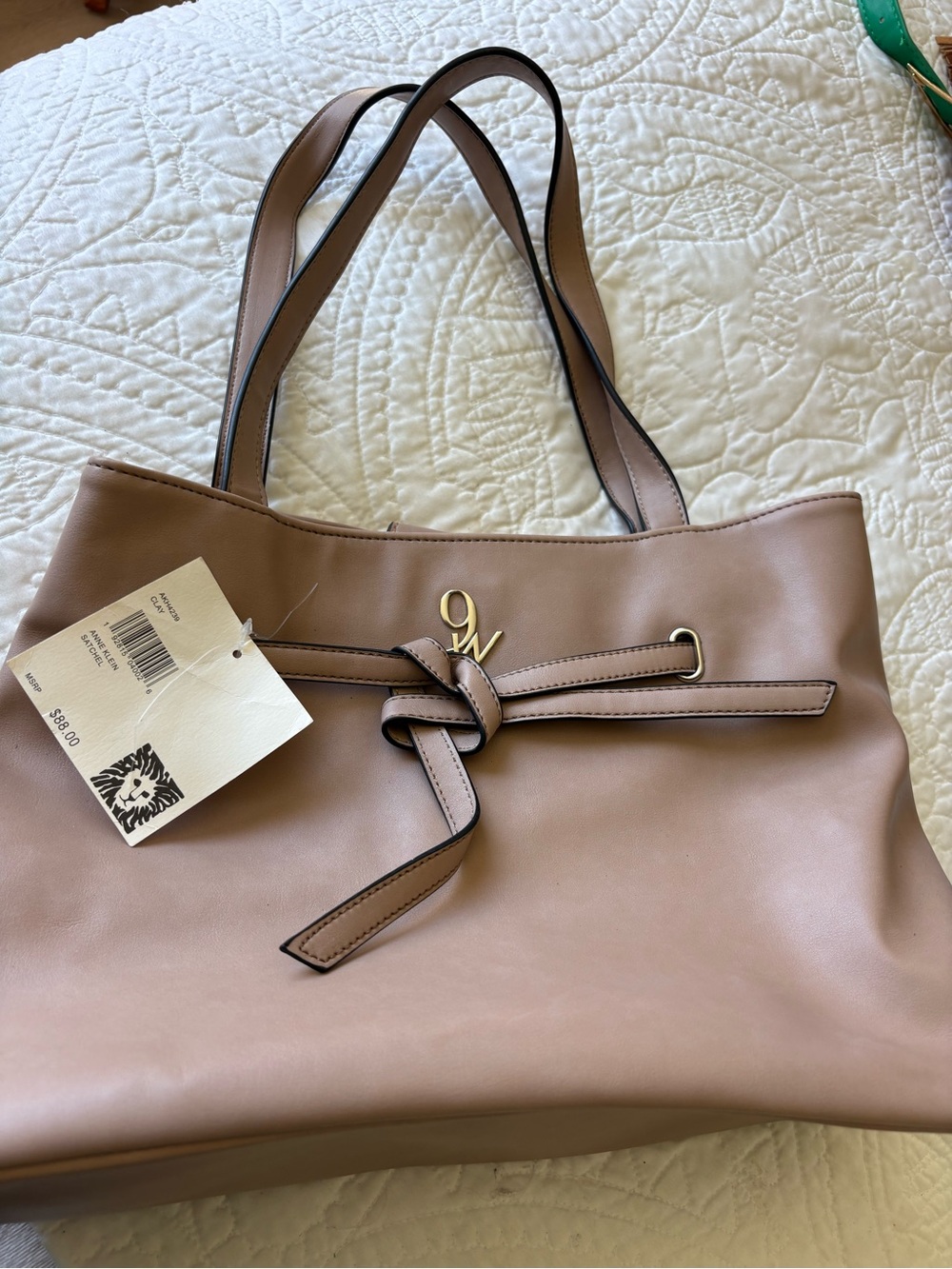 Anne Klein Beige  Knot-Front Tote